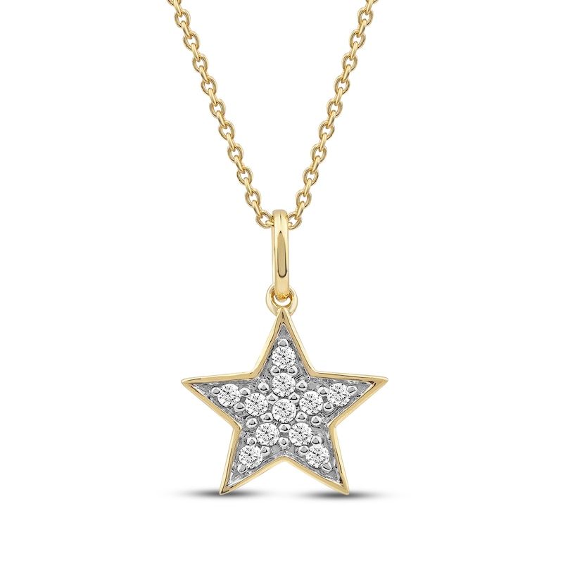 Main Image 1 of Diamond Star Necklace 1/10 ct tw 10K Yellow Gold 18&quot;