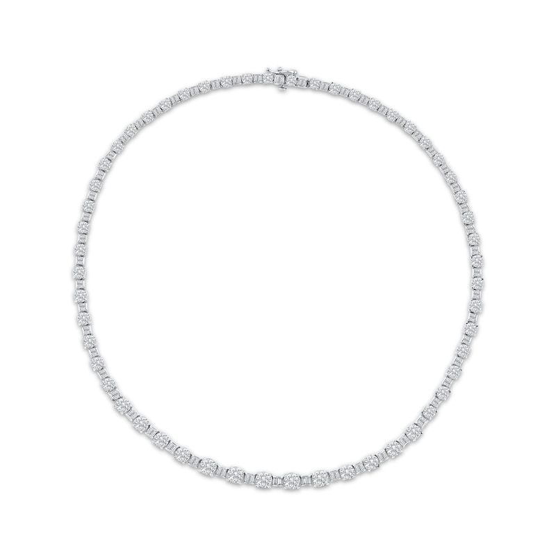 Main Image 1 of KAY Lab-Grown Diamonds Baguette & Round-Cut Riviera Necklace 20-3/4 ct tw 14K White Gold