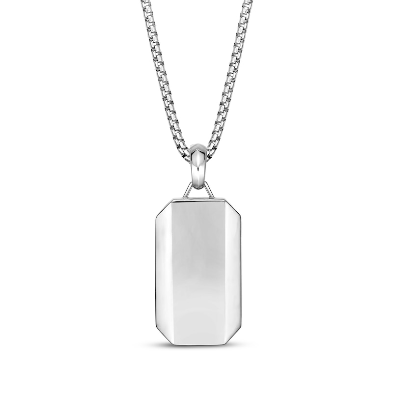 Main Image 3 of Men's Black Onyx Dog Tag Necklace Sterling Silver 24"