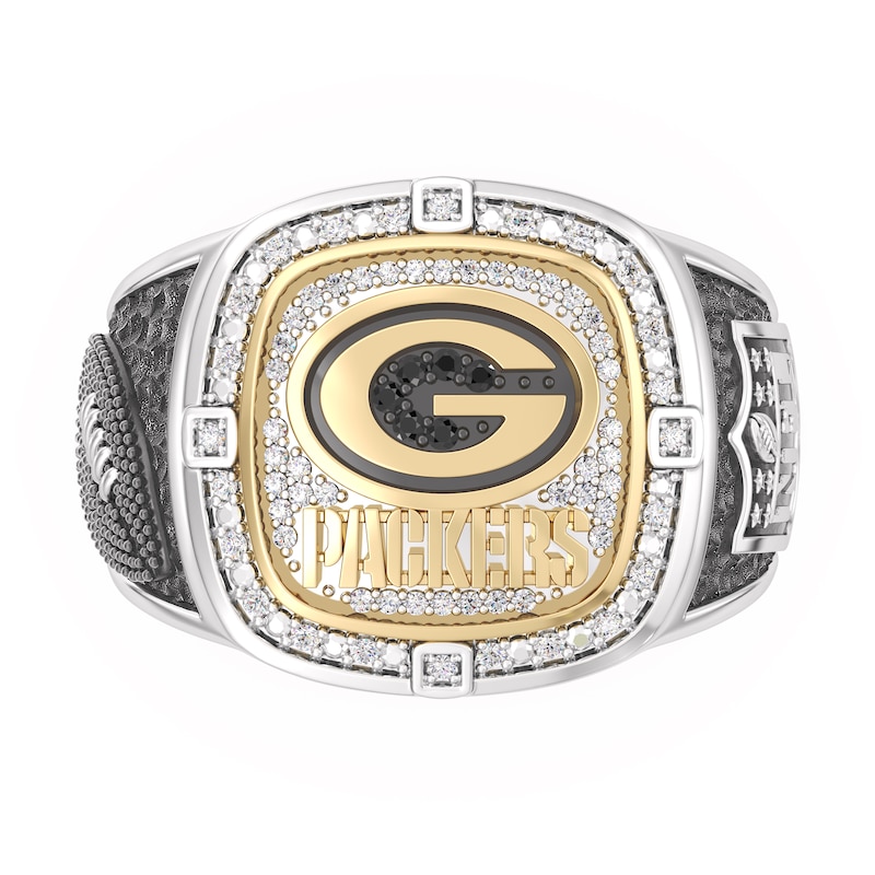 Main Image 1 of True Fans Green Bay Packers Championship Ring Sterling Silver & 10K Yellow Gold Ring
