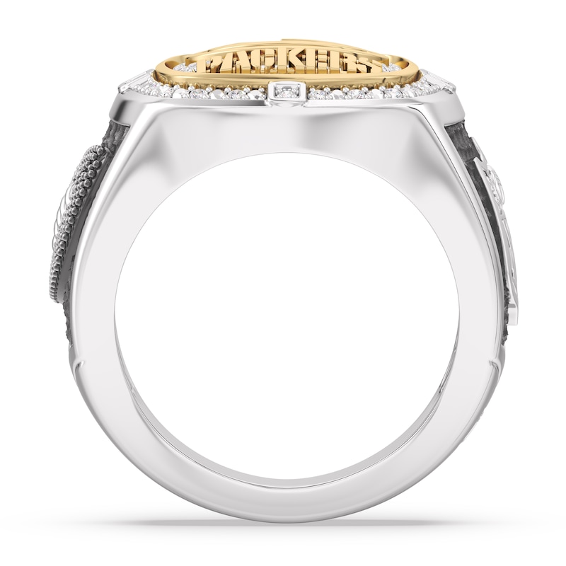 Main Image 2 of True Fans Green Bay Packers Championship Ring Sterling Silver & 10K Yellow Gold Ring
