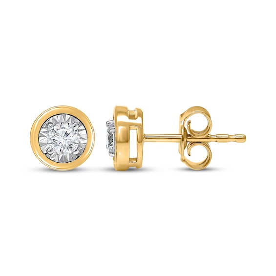Radiant Reflections Diamond Solitaire Stud Earrings 1/3 ct tw 10K Yellow Gold (J/I3)
