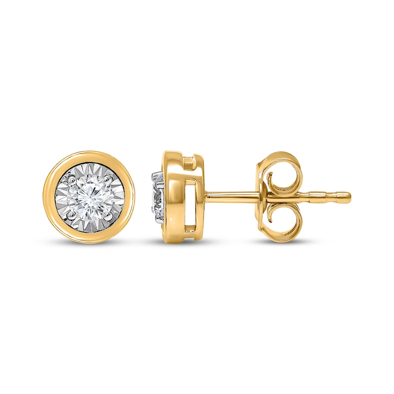 Main Image 1 of Radiant Reflections Diamond Solitaire Stud Earrings 1/3 ct tw 10K Yellow Gold (J/I3)