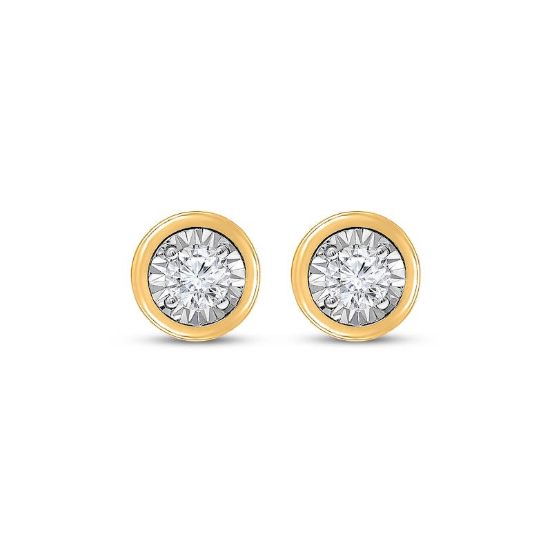 Main Image 2 of Radiant Reflections Diamond Solitaire Stud Earrings 1/3 ct tw 10K Yellow Gold (J/I3)
