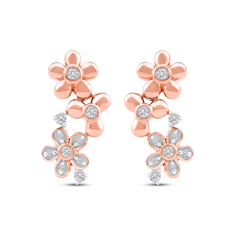 Main Image 2 of Diamond Flower Trio Earrings 1/8 ct tw 10K Rose Gold