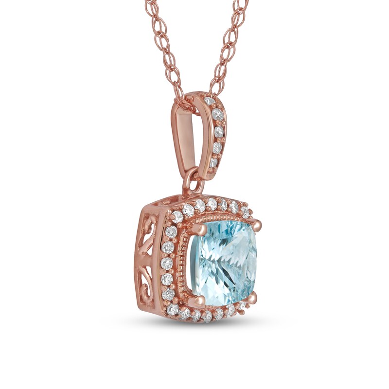 Main Image 2 of Aquamarine & Diamond Necklace 1/20 ct tw 10K Rose Gold 18&quot;