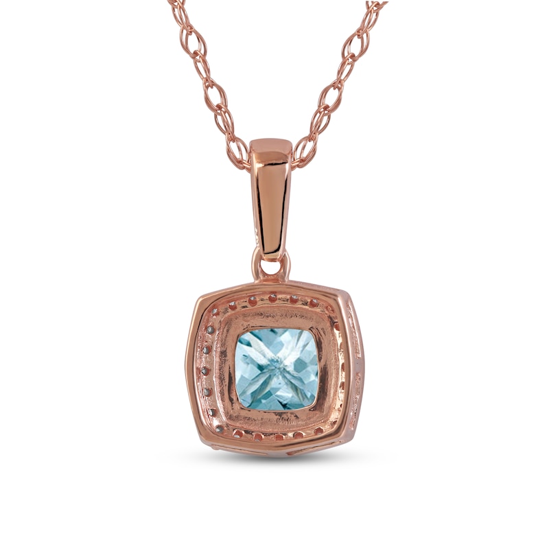 Main Image 3 of Aquamarine & Diamond Necklace 1/20 ct tw 10K Rose Gold 18&quot;