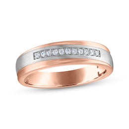 Now + Forever Men's Diamond Diagonal Wedding Band 1/10 ct tw 10K Two-Tone Gold