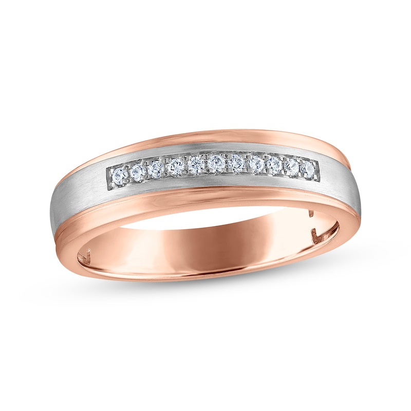 Main Image 1 of Now + Forever Men's Diamond Diagonal Wedding Band 1/10 ct tw 10K Two-Tone Gold