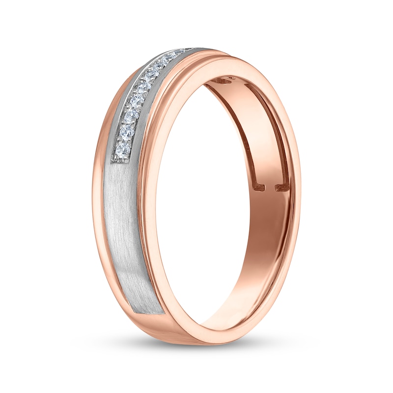 Main Image 2 of Now + Forever Men's Diamond Diagonal Wedding Band 1/10 ct tw 10K Two-Tone Gold