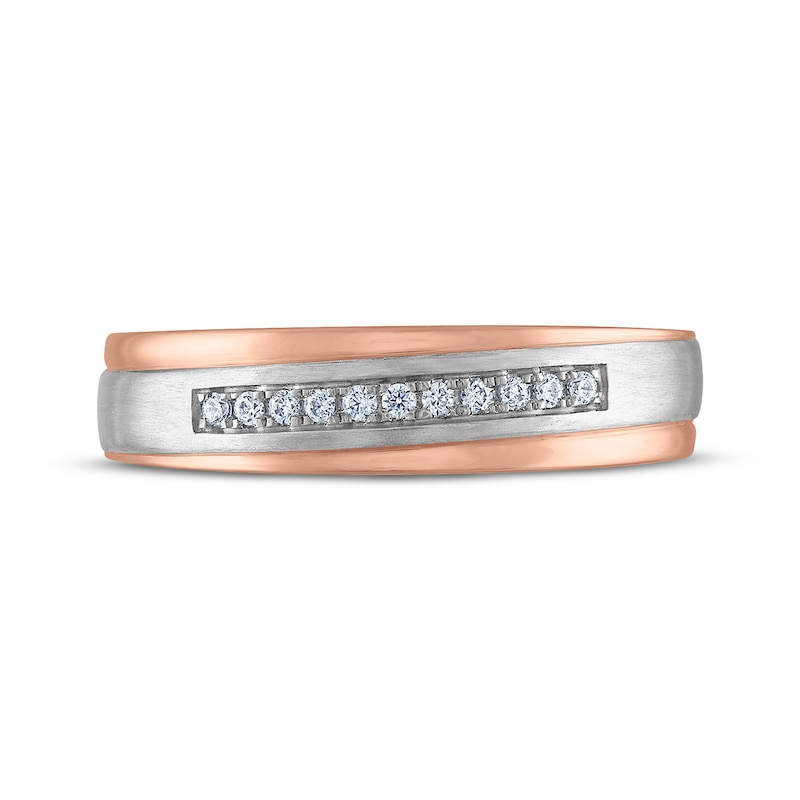 Main Image 3 of Now + Forever Men's Diamond Diagonal Wedding Band 1/10 ct tw 10K Two-Tone Gold