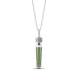Star Wars Jedi Master Lightsaber Green Tourmaline, Chrome Diopside & Black Diamond Accent Necklace Sterling Silver 18"