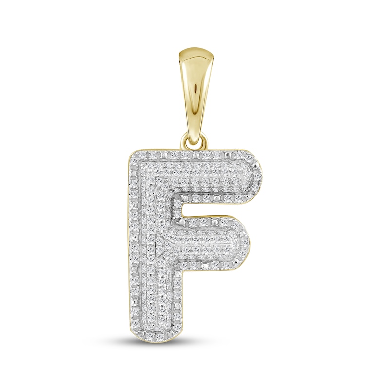 Main Image 1 of Diamond Puff Letter F Initial Charm 1/3 ct tw 10K Yellow Gold