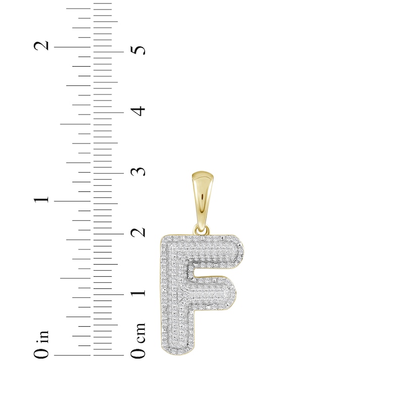 Main Image 3 of Diamond Puff Letter F Initial Charm 1/3 ct tw 10K Yellow Gold