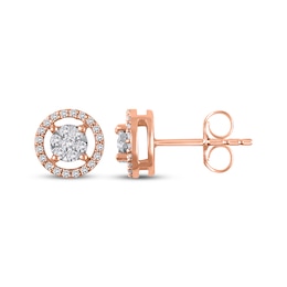 Multi-Diamond Halo Stud Earrings 1/4 ct tw 10K Rose Gold