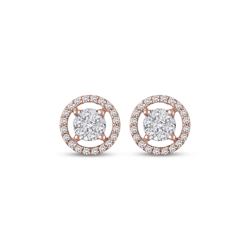 Main Image 2 of Multi-Diamond Halo Stud Earrings 1/4 ct tw 10K Rose Gold