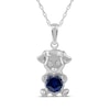 Thumbnail Image 1 of Heart-Shaped Blue Lab-Created Sapphire & White Lab-Created Sapphire Puppy Necklace Sterling Silver 18"