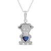 Thumbnail Image 3 of Heart-Shaped Blue Lab-Created Sapphire & White Lab-Created Sapphire Puppy Necklace Sterling Silver 18"