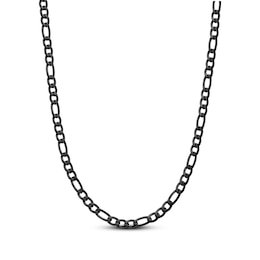 Figaro Chain Necklace 6mm Black Ion-Plated Solid Stainless Steel 18"