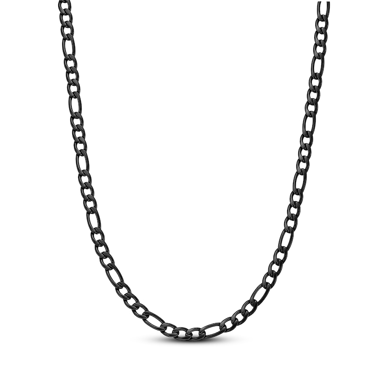 Main Image 1 of Figaro Chain Necklace 6mm Black Ion-Plated Solid Stainless Steel 18&quot;