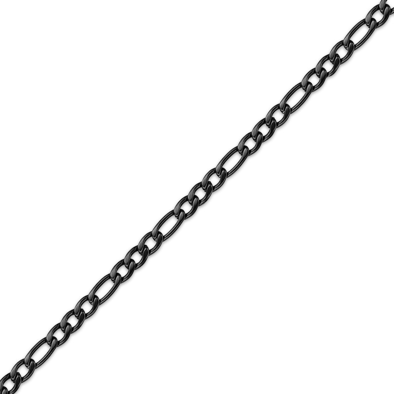 Main Image 2 of Figaro Chain Necklace 6mm Black Ion-Plated Solid Stainless Steel 18&quot;
