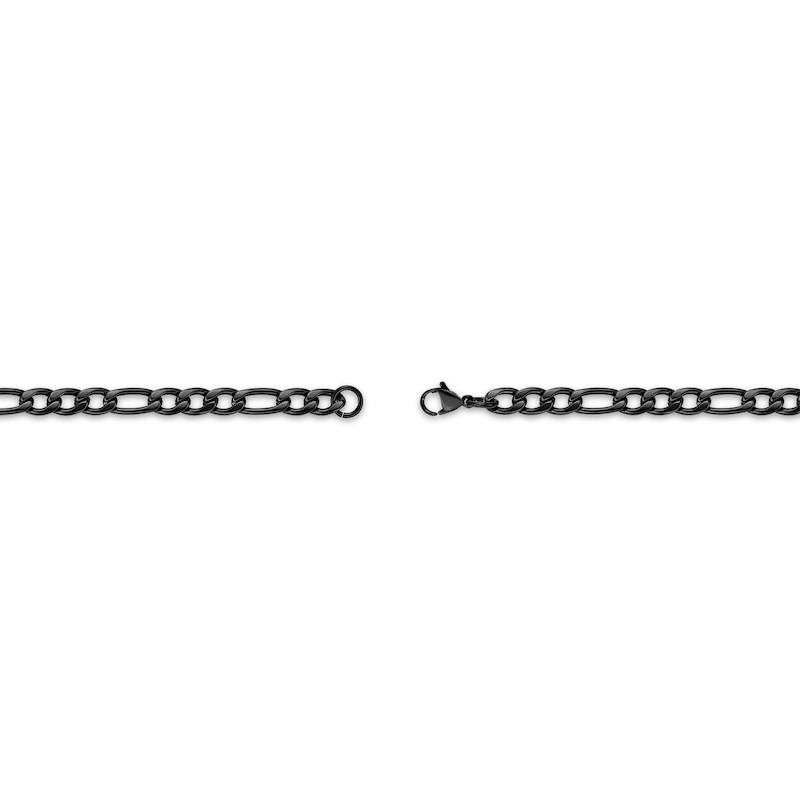 Main Image 3 of Figaro Chain Necklace 6mm Black Ion-Plated Solid Stainless Steel 18&quot;