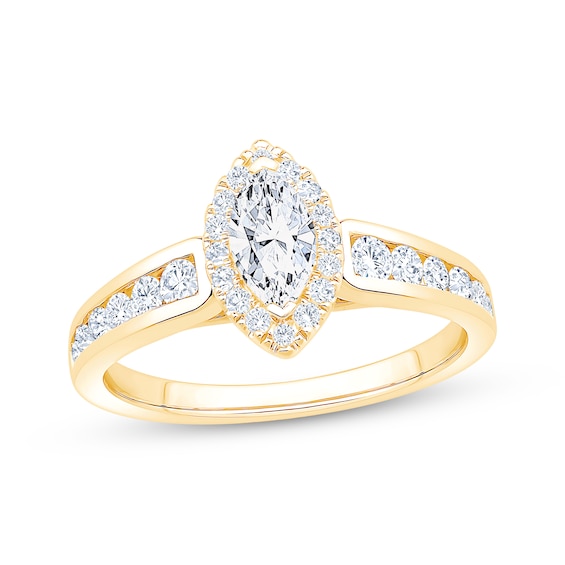 Now + Forever Marquise-Cut Diamond Halo Engagement Ring 1 ct tw 14K Yellow Gold