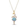 Thumbnail Image 1 of Cushion-Cut Opal & Diamond Ribbon Necklace 1/6 ct tw 10K Yellow Gold 18&quot;