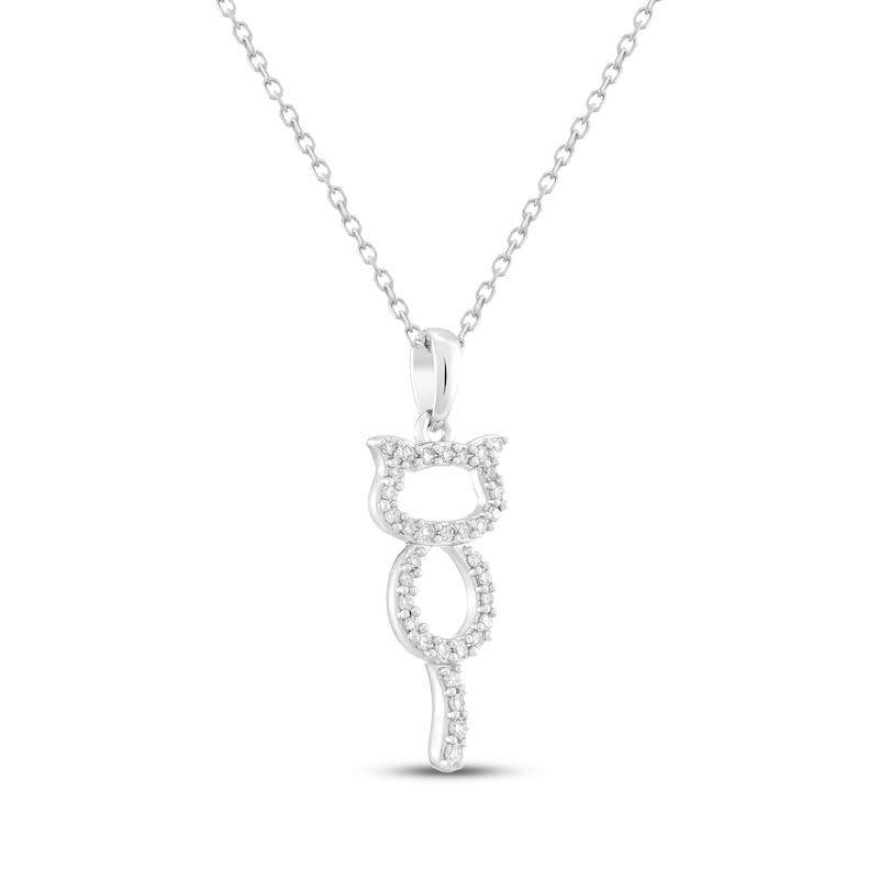 Main Image 2 of Diamond Cat Silhouette Necklace 1/6 ct tw Sterling Silver 18&quot;