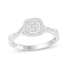 Thumbnail Image 1 of Multi-Diamond Cushion Halo Promise Ring 1/5 ct tw Sterling Silver