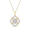 Thumbnail Image 1 of Multi-Diamond Cushion Center Open Halo Necklace 1/5 ct tw 10K Yellow Gold 18&quot;