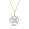 Thumbnail Image 3 of Multi-Diamond Cushion Center Open Halo Necklace 1/5 ct tw 10K Yellow Gold 18&quot;