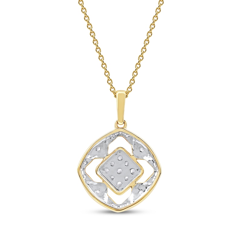 Main Image 3 of Multi-Diamond Cushion Center Open Halo Necklace 1/5 ct tw 10K Yellow Gold 18&quot;