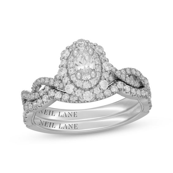 Neil Lane Oval-Cut Diamond Double Halo Bridal Set 7/8 ct tw 14K White Gold