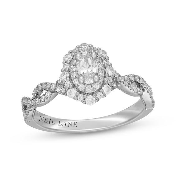 Neil Lane Oval-Cut Diamond Double Halo Engagement Ring 3/4 ct tw 14K White Gold