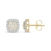 Thumbnail Image 1 of Multi-Diamond Cushion Halo Stud Earrings 1 ct tw 10K Yellow Gold