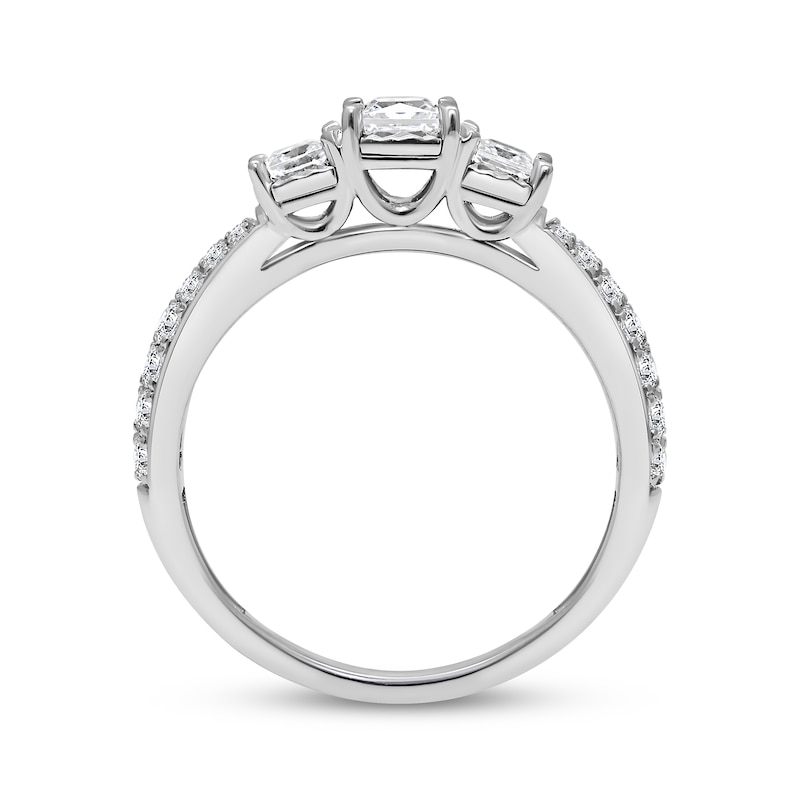 Main Image 2 of Memories Moments Magic Princess-Cut Diamond Three-Stone Engagement Ring 1 ct tw 14K White Gold