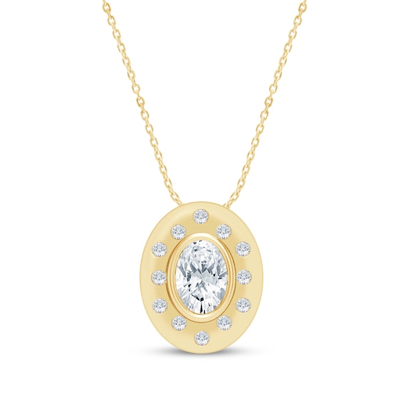 STUDIO BY KAY Lab-Grown Diamonds Oval-Cut Necklace 3/4 ct tw 24K Yellow Gold Vermeil Sterling Silver 18"