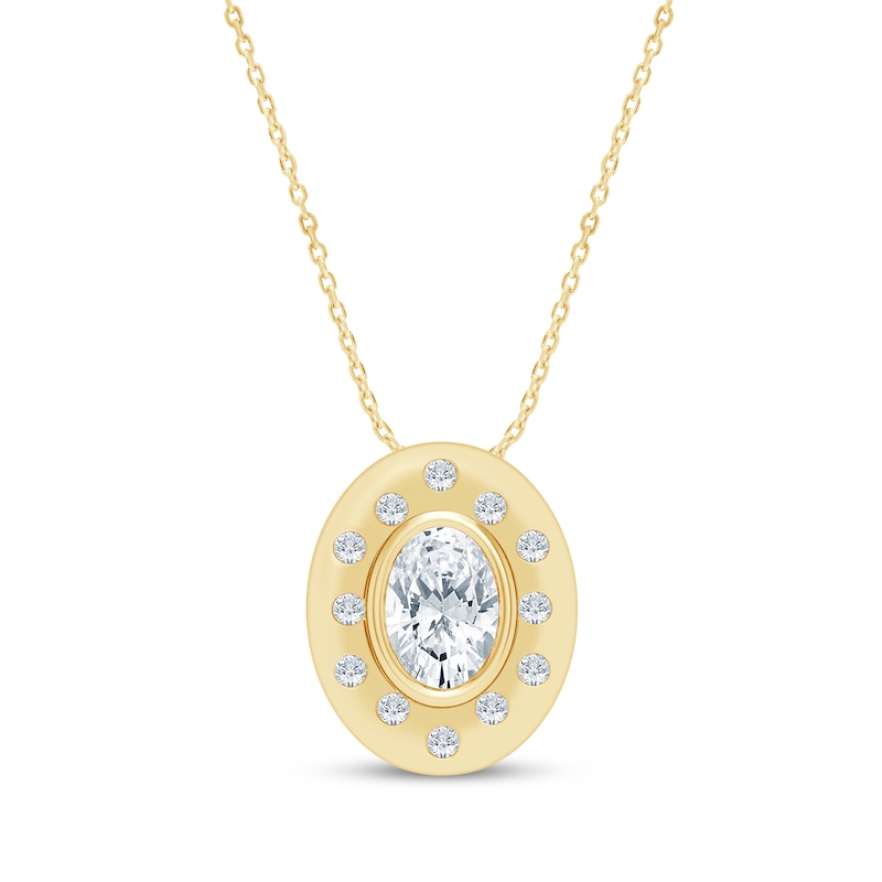 Main Image 1 of STUDIO BY KAY Lab-Grown Diamonds Oval-Cut Necklace 3/4 ct tw 24K Yellow Gold Vermeil Sterling Silver 18"