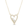 Thumbnail Image 1 of Baguette & Round-Cut Diamond Heart Outline Necklace 1/4 ct tw 10K Yellow Gold 18"
