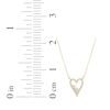 Thumbnail Image 3 of Baguette & Round-Cut Diamond Heart Outline Necklace 1/4 ct tw 10K Yellow Gold 18"
