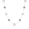 Thumbnail Image 1 of STUDIO BY KAY Clover-Shaped Mother-of-Pearl & White Lab-Created Sapphire Necklace Sterling Silver 18"