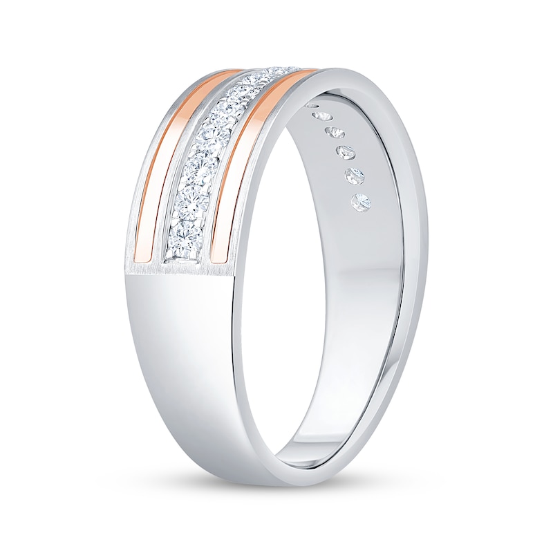 Main Image 2 of Men's Diamond Wedding Band 3/8 ct tw 10K Two-Tone Gold