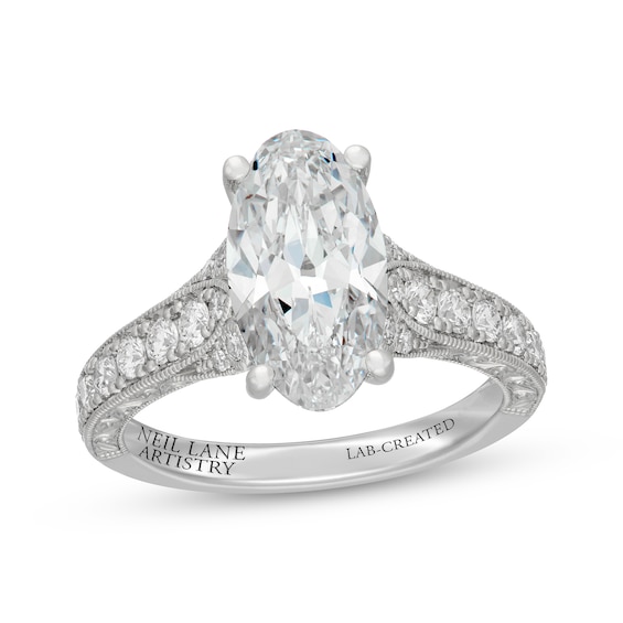 Neil Lane Artistry Heritage Oval-Cut Lab-Grown Diamond Engagement Ring 3-5/8 ct tw Platinum