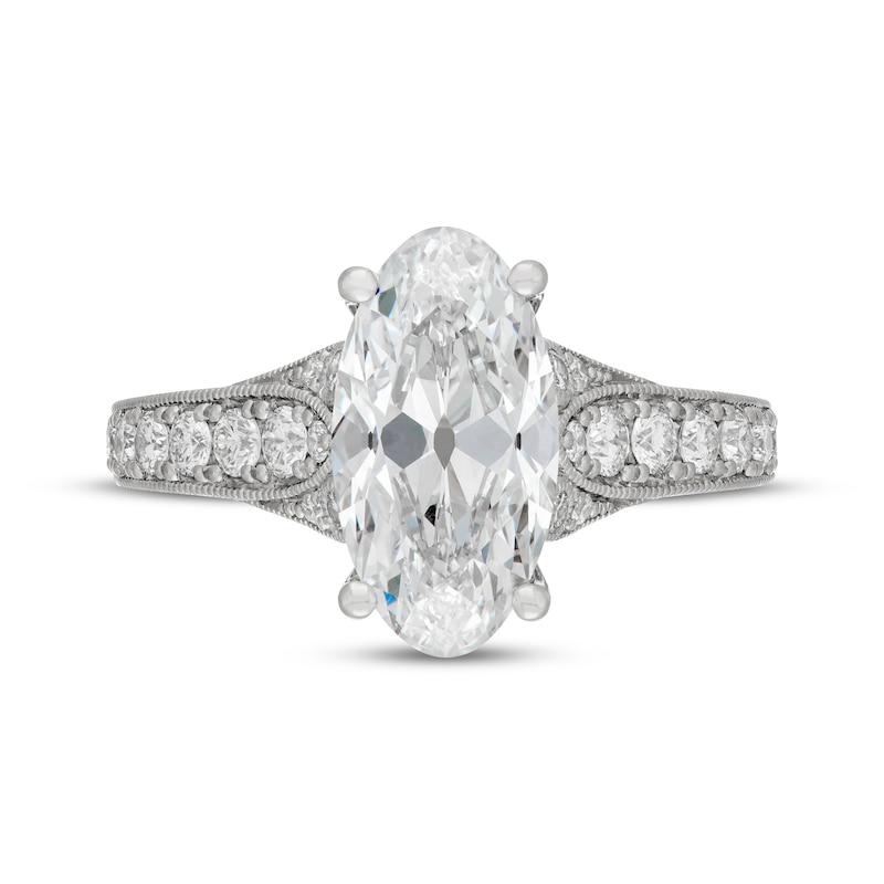 Main Image 3 of Neil Lane Artistry Heritage Oval-Cut Lab-Grown Diamond Engagement Ring 3-5/8 ct tw Platinum