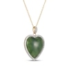 Thumbnail Image 2 of Jade & Diamond Heart Necklace 1/4 ct tw 14K Yellow Gold 18"