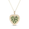 Thumbnail Image 3 of Jade & Diamond Heart Necklace 1/4 ct tw 14K Yellow Gold 18"
