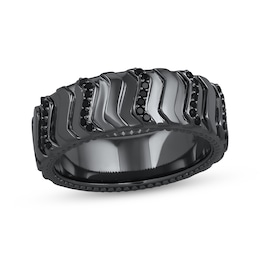 Ink & Ice Black Diamond Tire Ring 1/6 ct tw Black Rhodium-Plated Sterling Silver