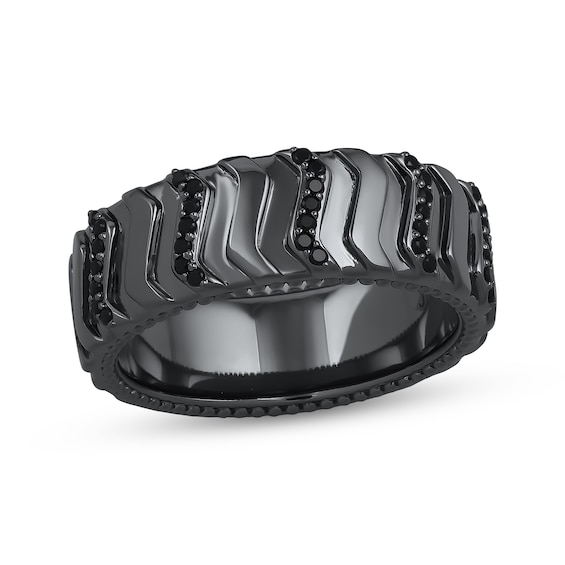 Ink & Ice Black Diamond Tire Ring 1/6 ct tw Black Rhodium-Plated Sterling Silver