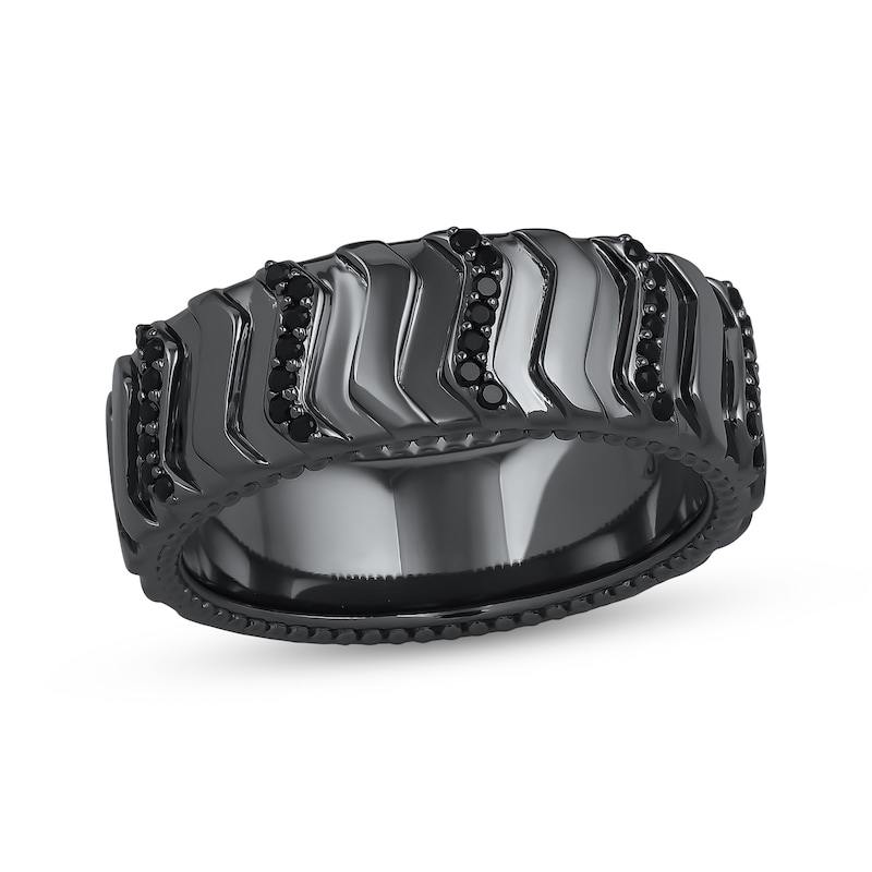 Main Image 1 of Ink & Ice Black Diamond Tire Ring 1/6 ct tw Black Rhodium-Plated Sterling Silver